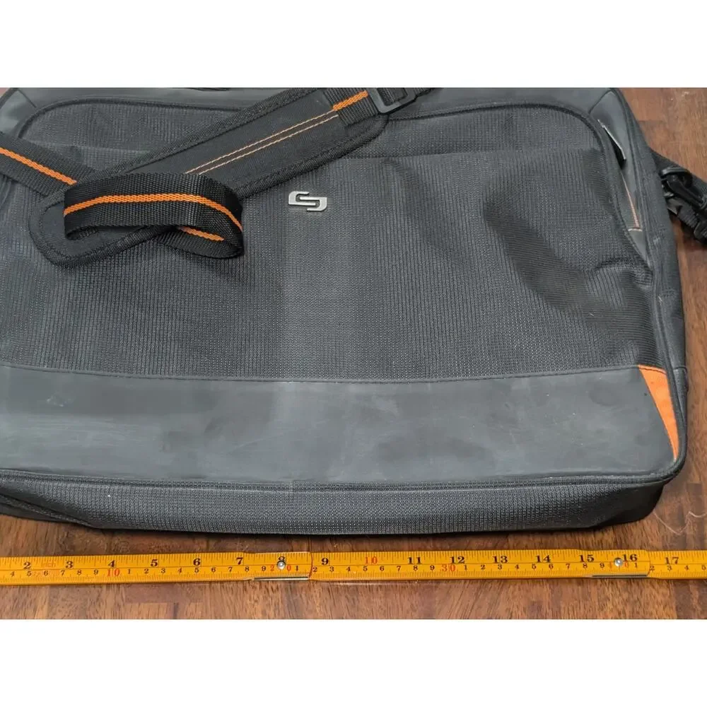 Solo Laptop Briefcase Black Orange Messenger Bag Travel Work Case